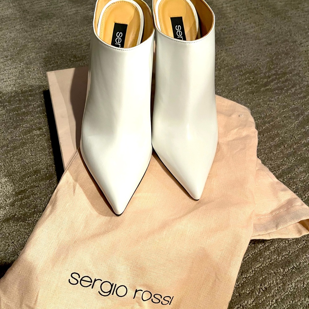 Sergio Rossi white leather Mule